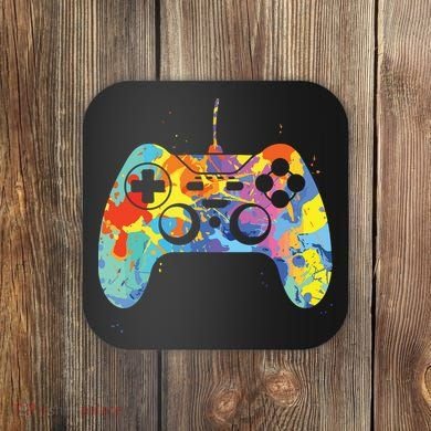 Colorful Gamer Graphic Gaming Controller Graphic Coaster