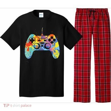 Colorful Gamer Graphic Gaming Controller Graphic Pajama Set