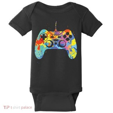 Colorful Gamer Graphic Gaming Controller Graphic Baby Bodysuit