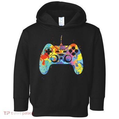 Colorful Gamer Graphic Gaming Controller Graphic Toddler Hoodie