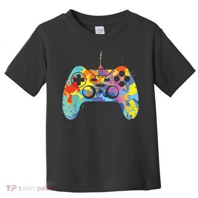 Colorful Gamer Graphic Gaming Controller Graphic Toddler T-Shirt