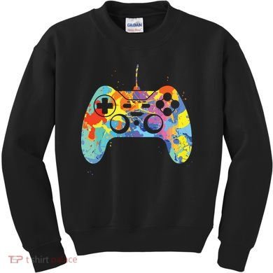 Colorful Gamer Graphic Gaming Controller Graphic Kids Sweatshirt