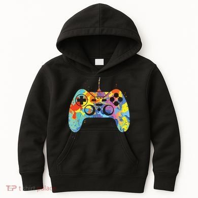 Colorful Gamer Graphic Gaming Controller Graphic Kids Hoodie
