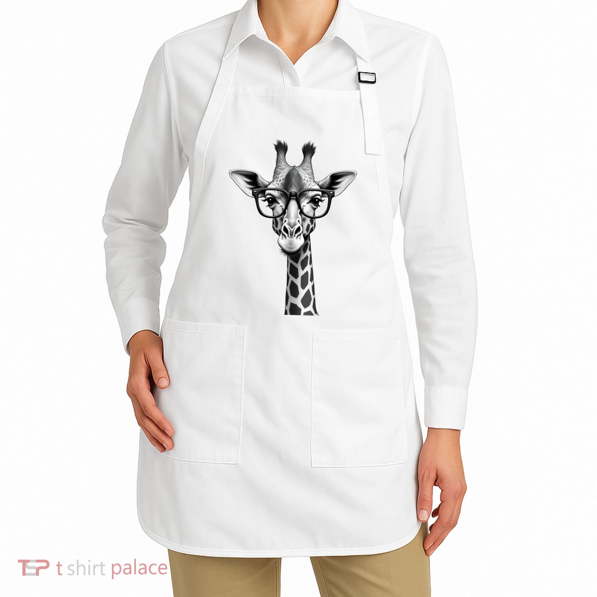 Cute Giraffe Graphic Casual Summer Funny Cool Animal Lover Apron