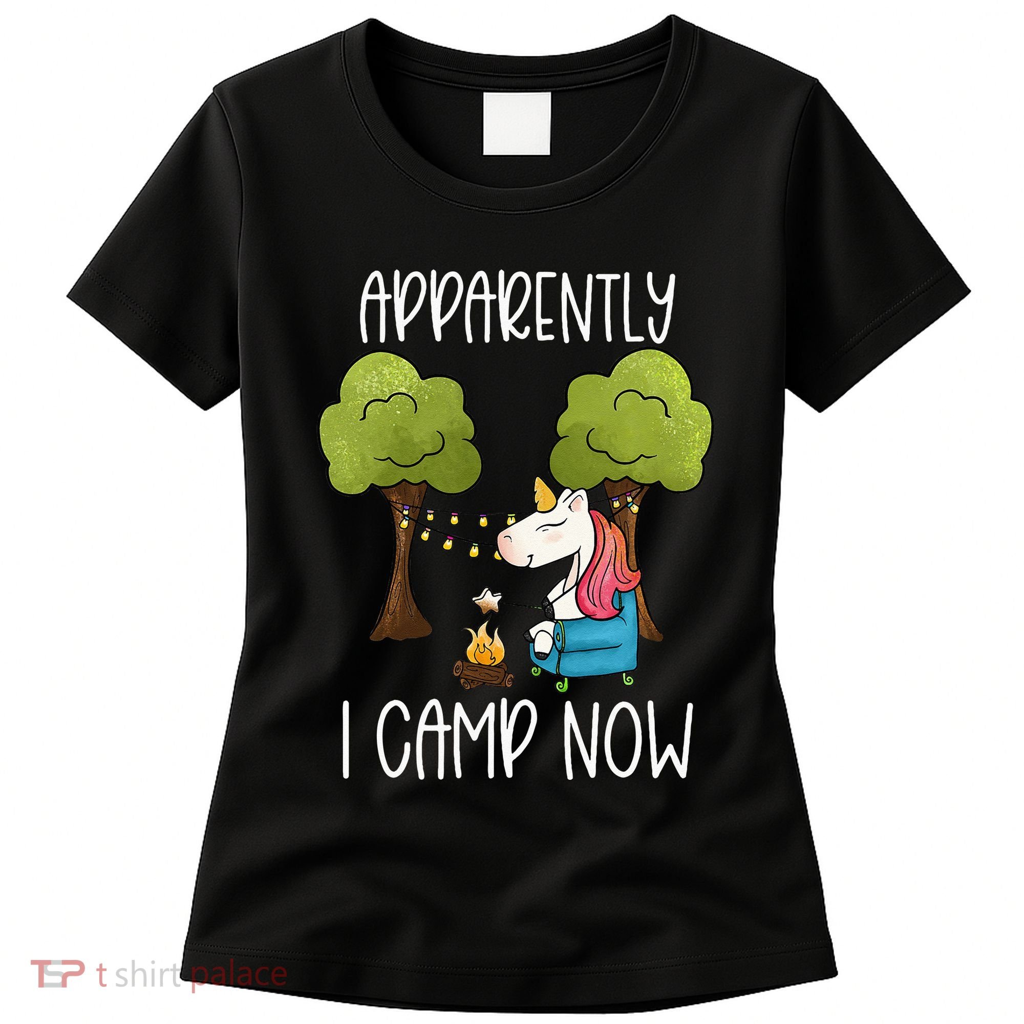 Childrens Glamping Gear Unicorn Camping Stuff Campfire Smore Women's T-Shirt