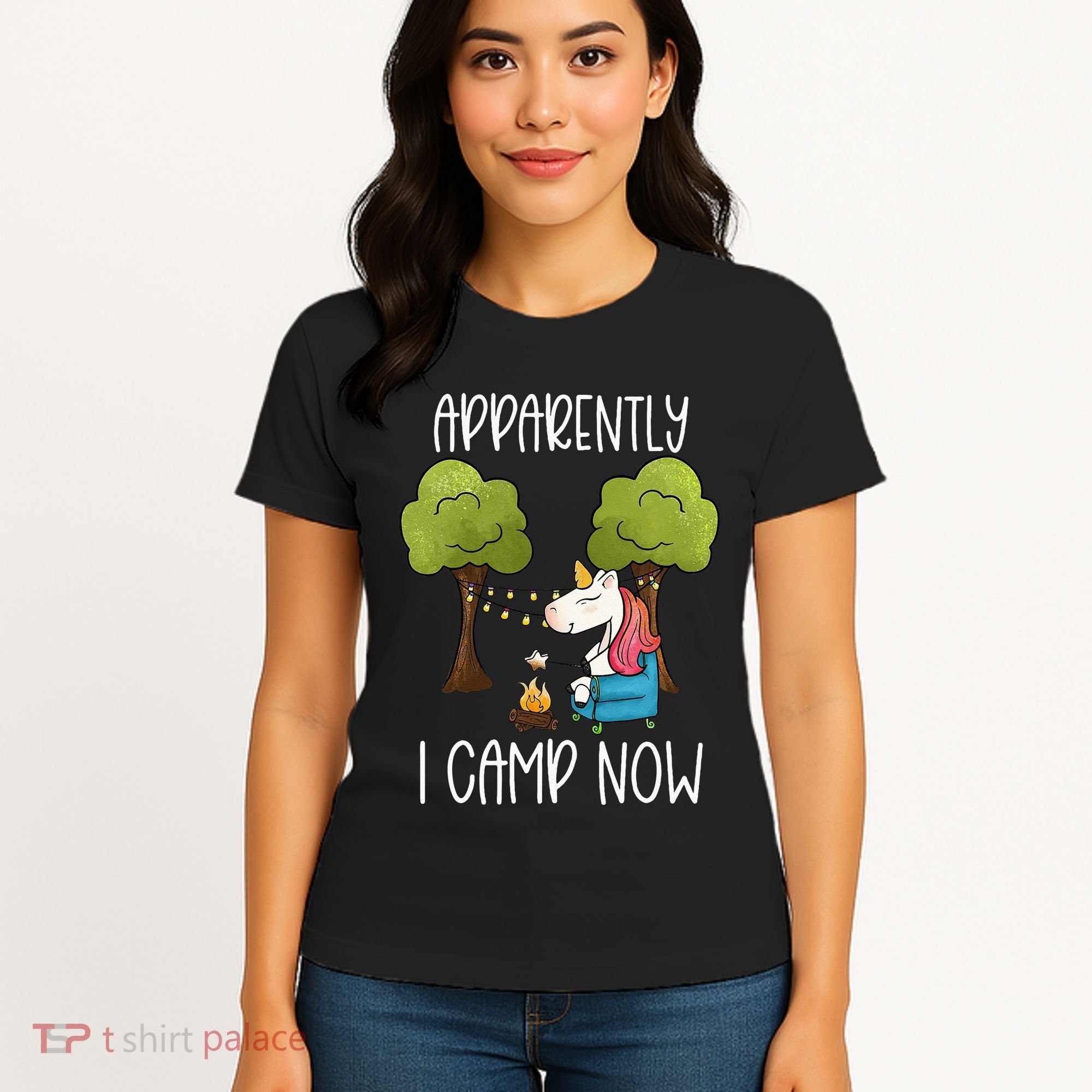 Childrens Glamping Gear Unicorn Camping Stuff Campfire Smore Women's T-Shirt