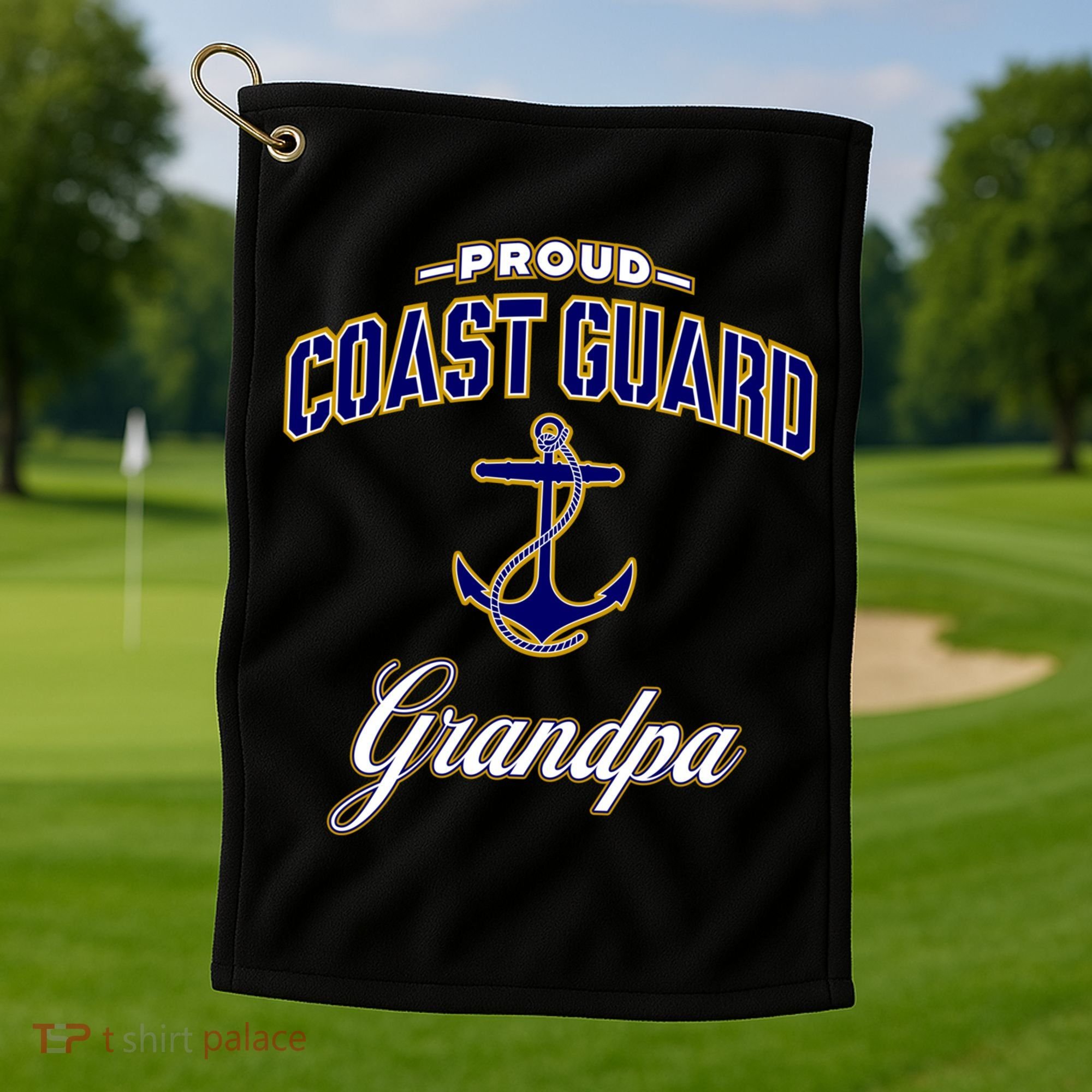 Coast Guard Grandpa Funny Gift For Men Golf Towel