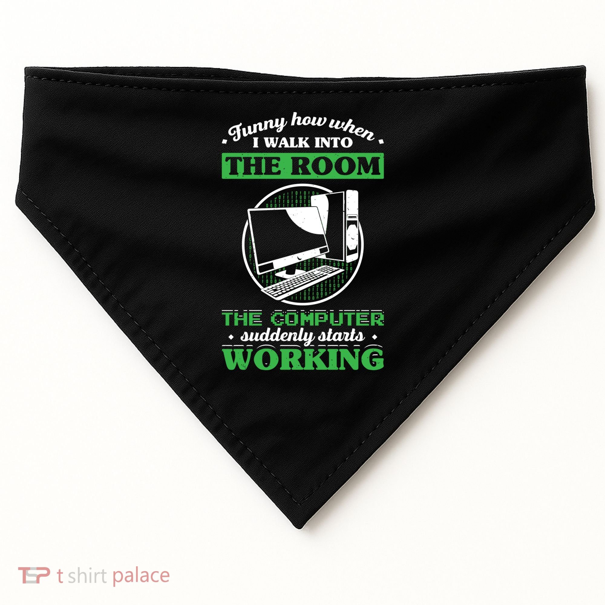 Computer Geek Gift: Tech Support I Computer Starts Working Gift USA-Made Doggie Bandana