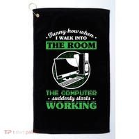 Computer Geek Gift: Tech Support I Computer Starts Working Gift Golf Towel thumb 0