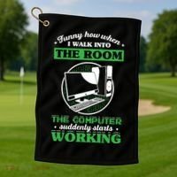 Computer Geek Gift: Tech Support I Computer Starts Working Gift Golf Towel thumb 1
