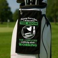 Computer Geek Gift: Tech Support I Computer Starts Working Gift Golf Towel thumb 2