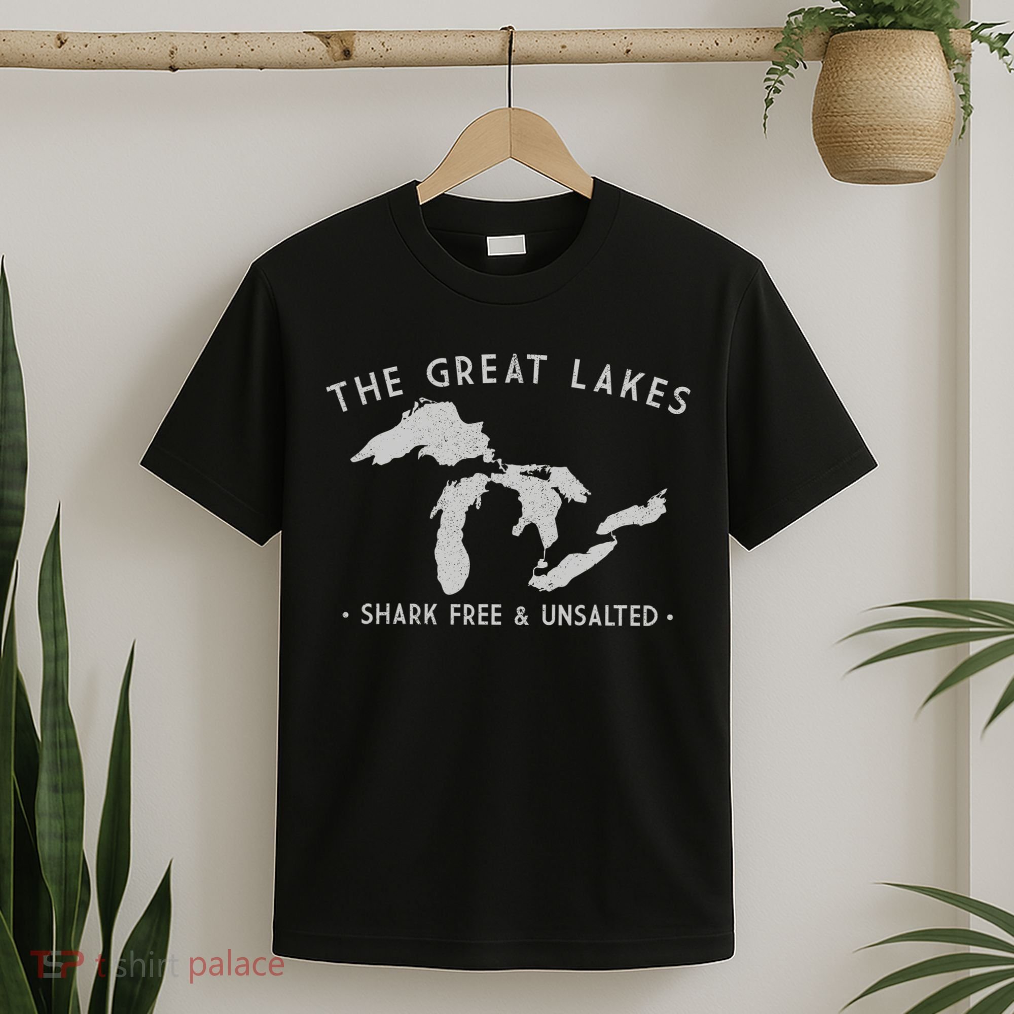 Cool Gift Great Lakes Shark Free And Unsalted Funny Vintage T-Shirt