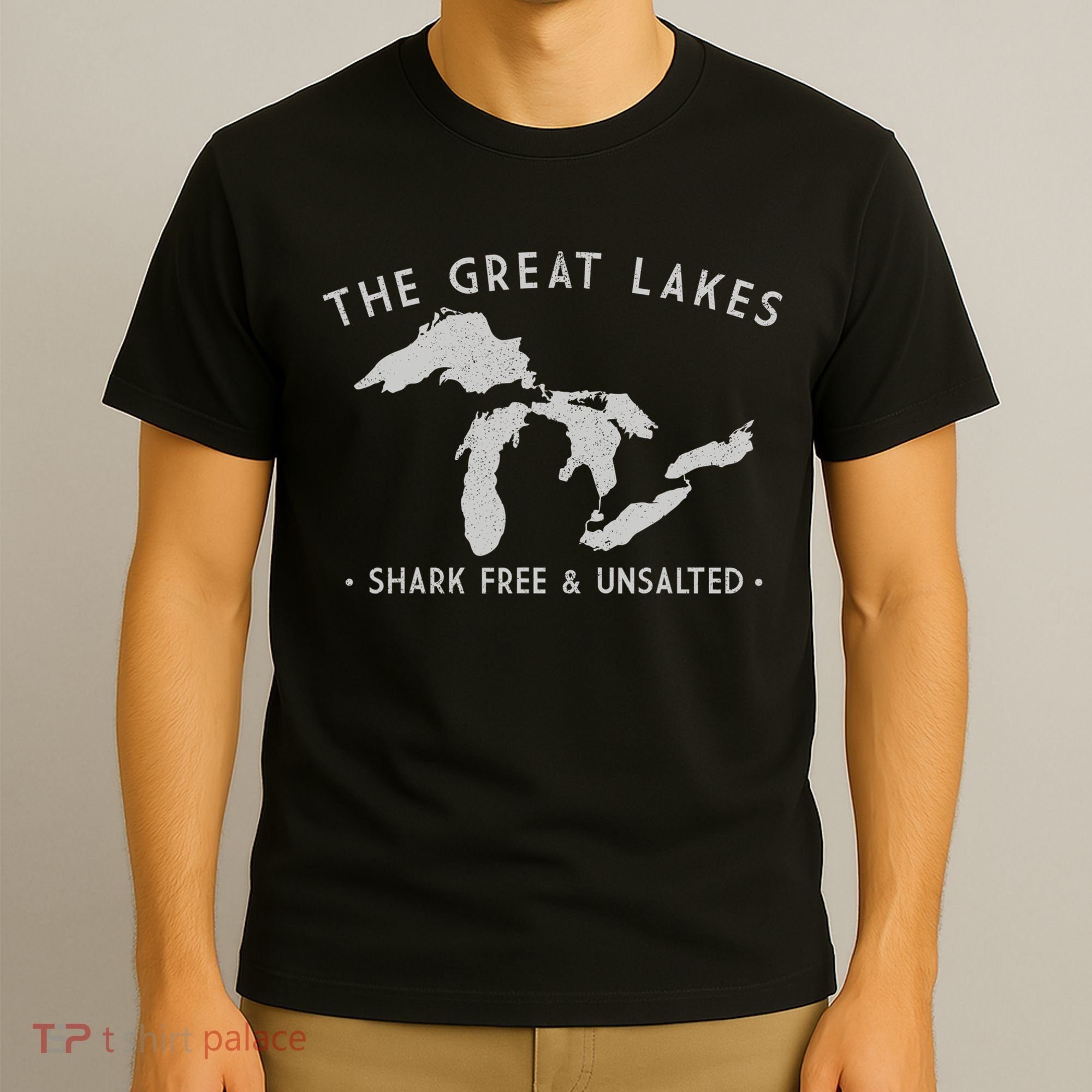 Cool Gift Great Lakes Shark Free And Unsalted Funny Vintage T-Shirt