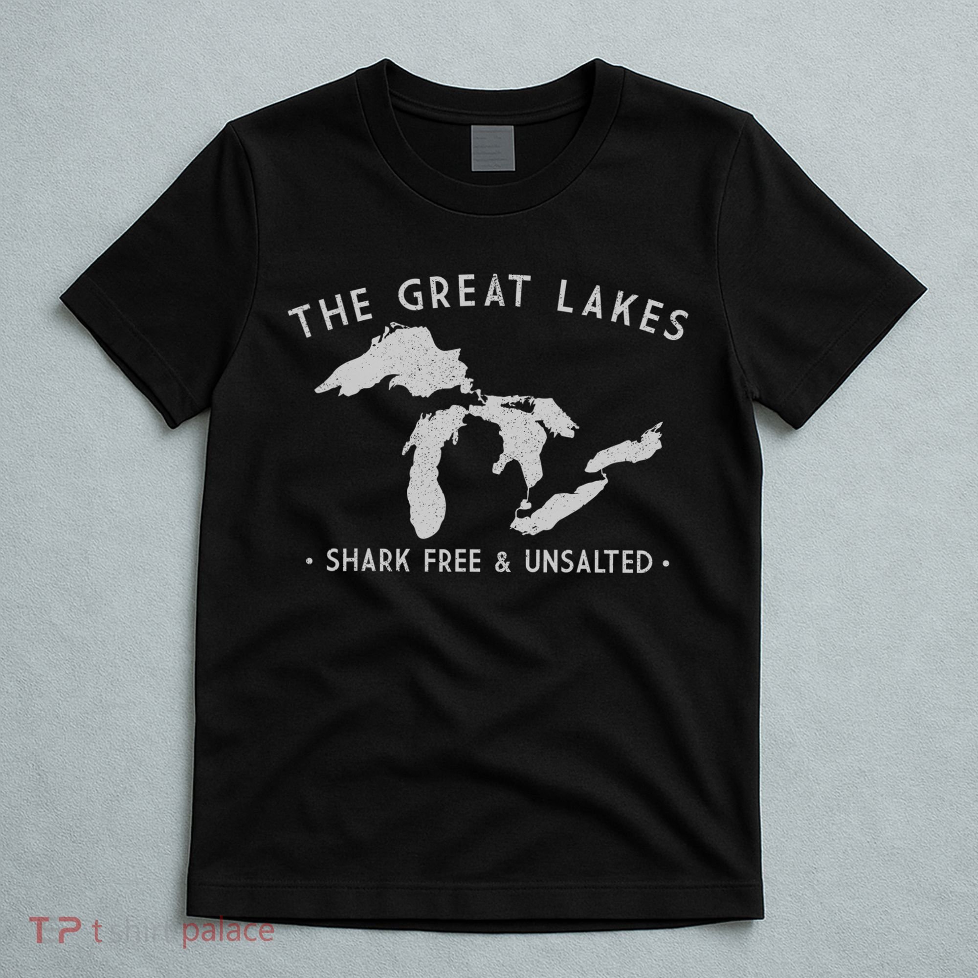 Cool Gift Great Lakes Shark Free And Unsalted Funny Vintage T-Shirt