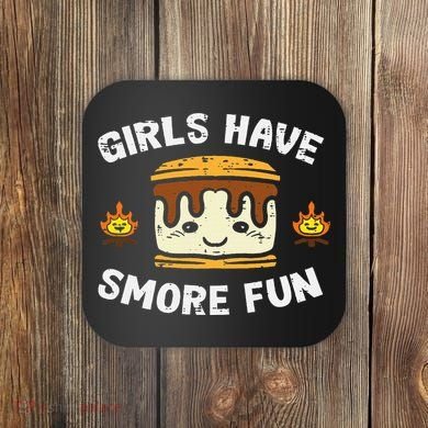 Camping Girl Have Smore Fun Camper Coaster