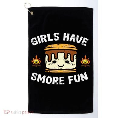 Camping Girl Have Smore Fun Camper Golf Towel