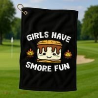 Camping Girl Have Smore Fun Camper Golf Towel thumb 1