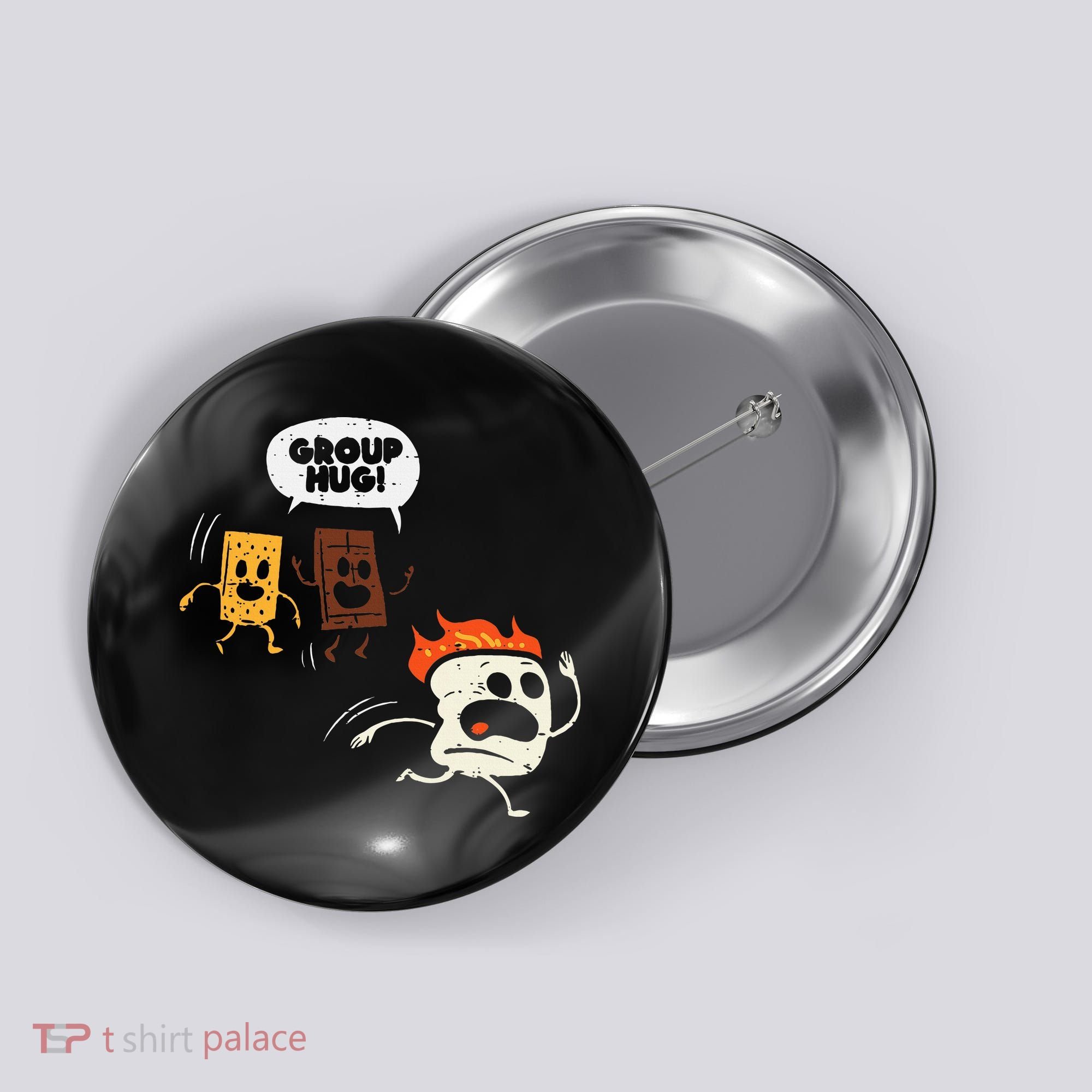 Camping Group Hug Smores Funny Marshmallow Button