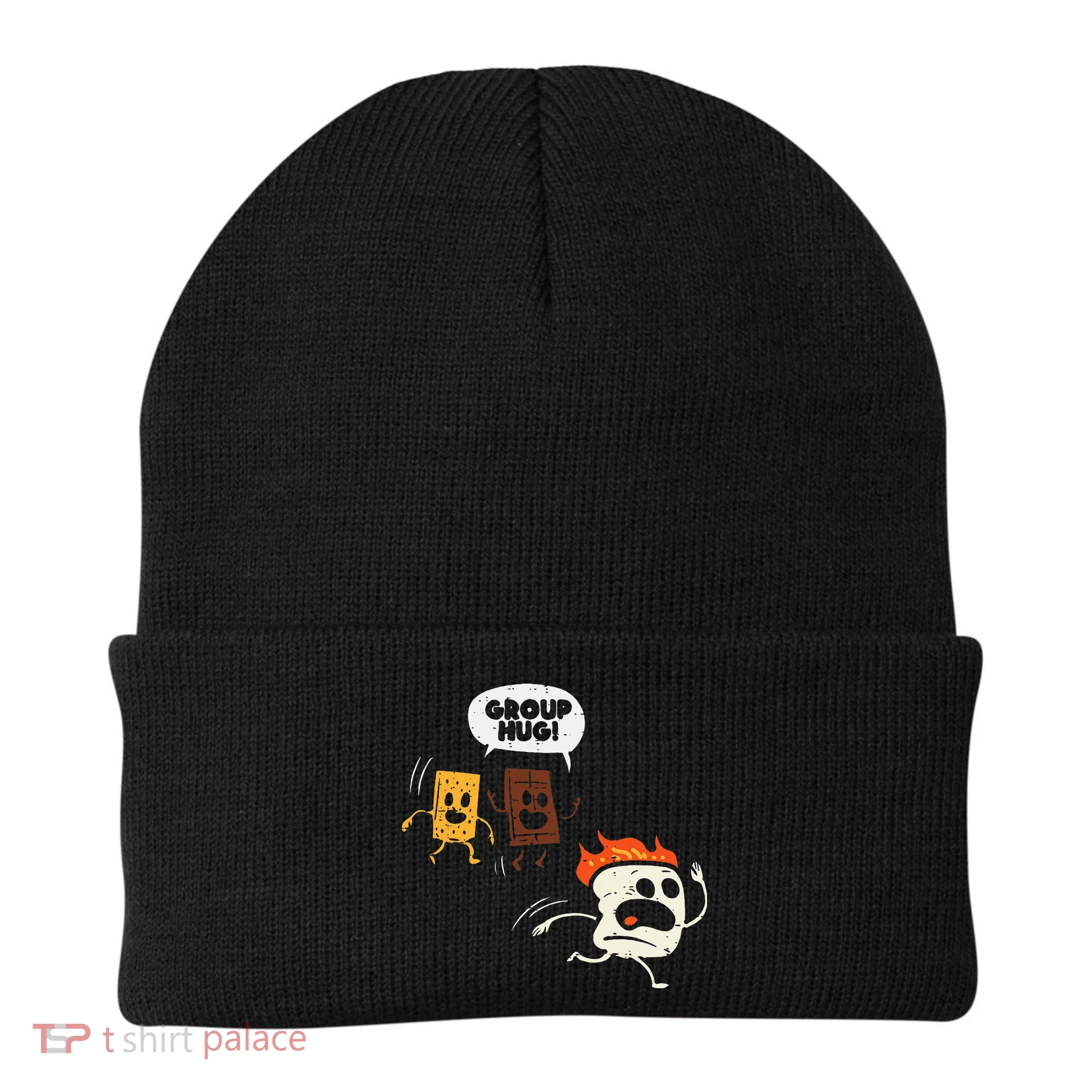 Camping Group Hug Smores Funny Marshmallow Beanie