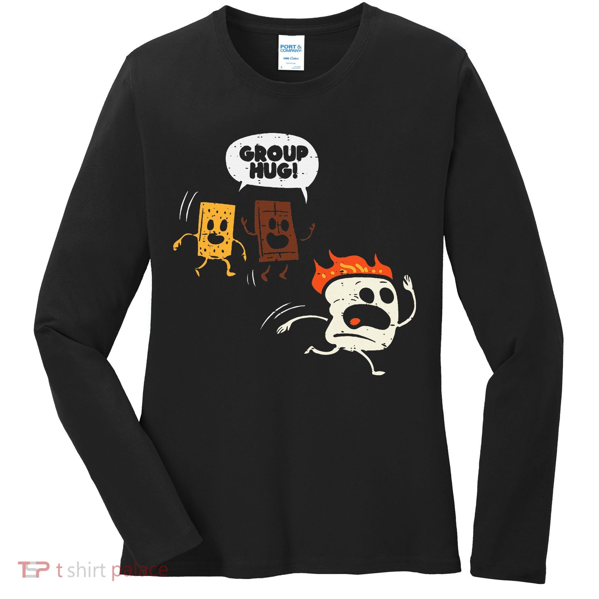 Camping Group Hug Smores Funny Marshmallow Women's Long Sleeve Shirt