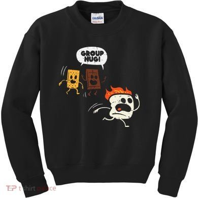 Camping Group Hug Smores Funny Marshmallow Kids Sweatshirt