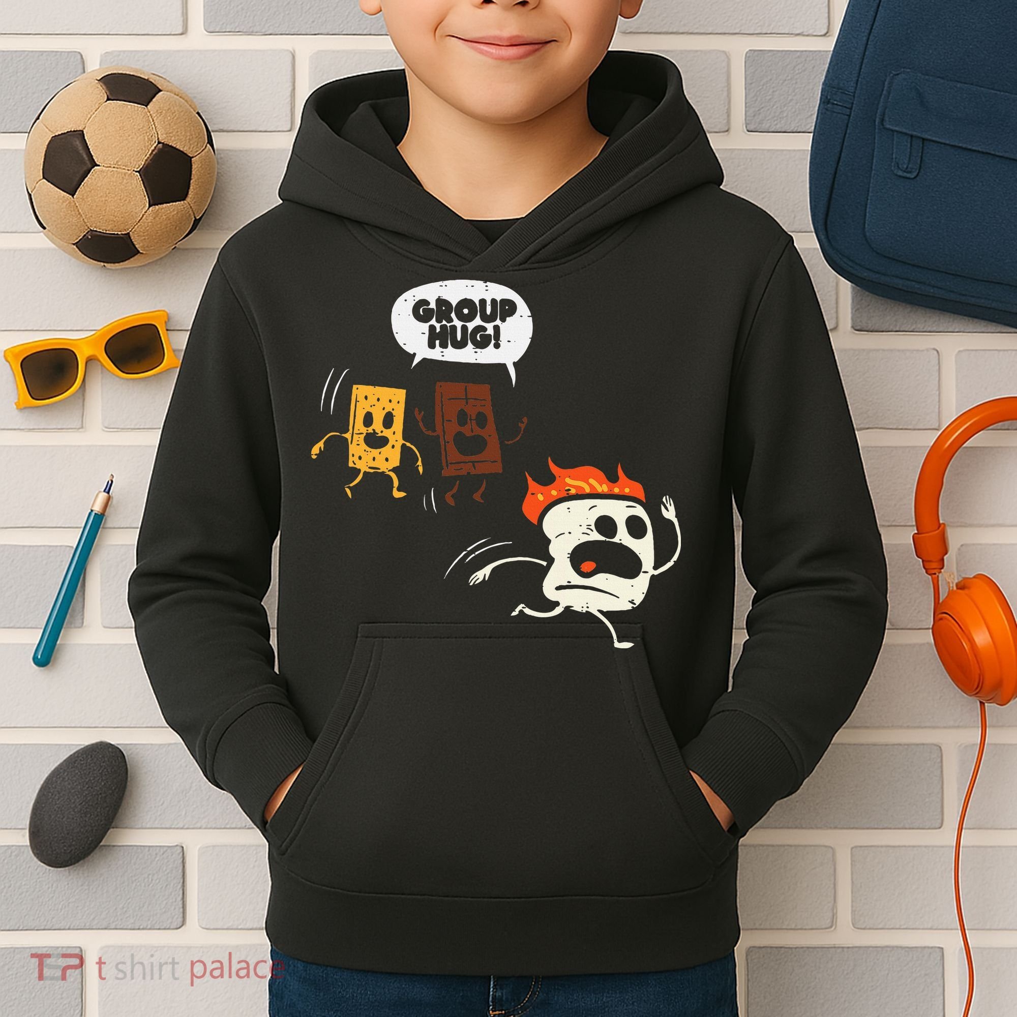 Camping Group Hug Smores Funny Marshmallow Kids Hoodie