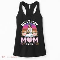 Cute Girl Hugging Oriental And Flowers Best Cat Mom Ever Women's Tank Top thumb 0