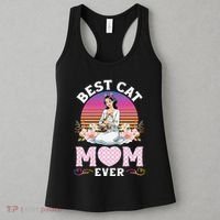 Cute Girl Hugging Oriental And Flowers Best Cat Mom Ever Women's Tank Top thumb 3