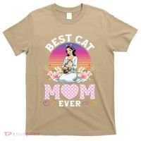 Cute Girl Hugging Oriental And Flowers Best Cat Mom Ever T-Shirt thumb 0