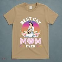 Cute Girl Hugging Oriental And Flowers Best Cat Mom Ever T-Shirt thumb 5