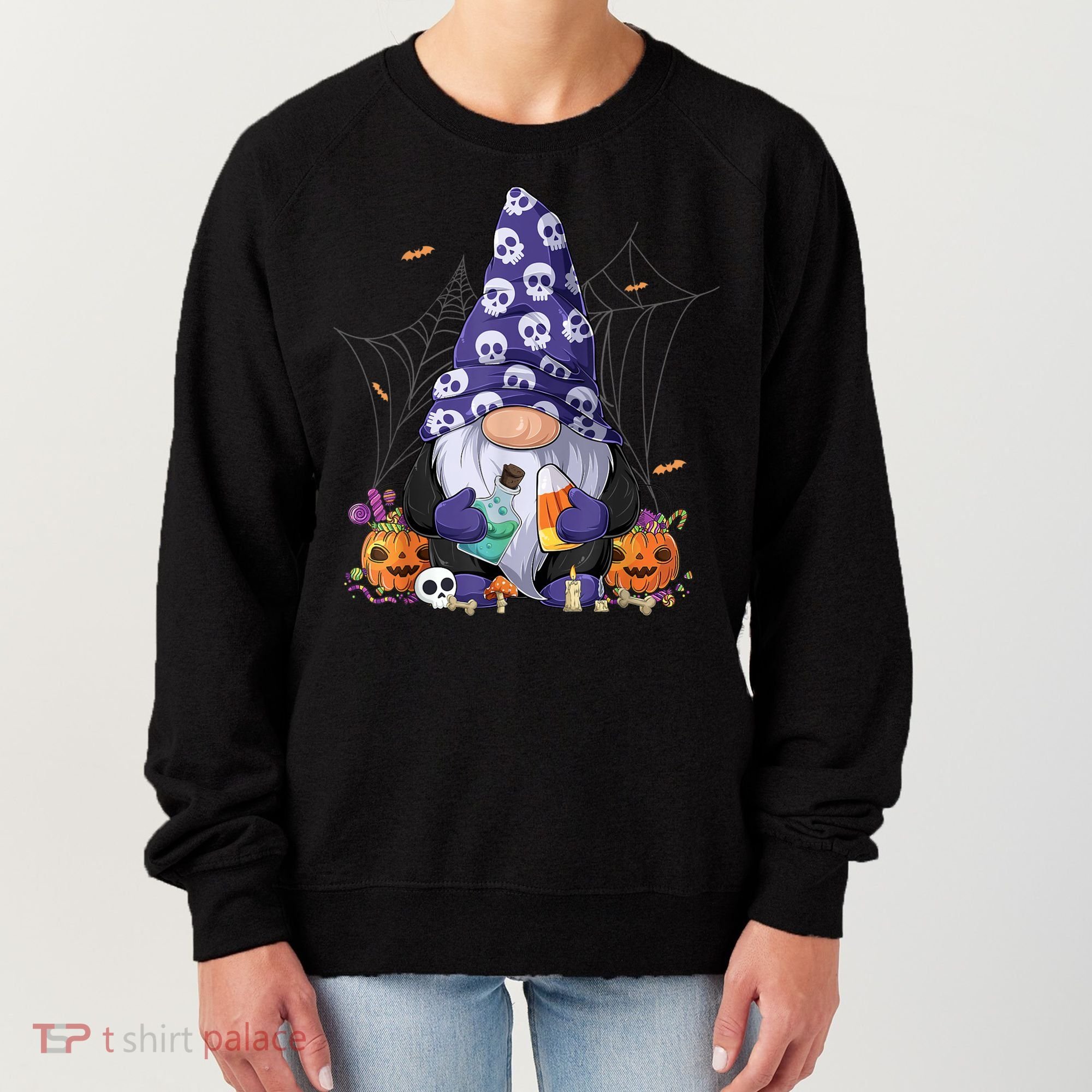 Cute Gnomes Happy Halloween Fall Candy Corn Pumpkin Women's Sweatshirt