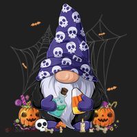 Cute Gnomes Happy Halloween Fall Candy Corn Pumpkin Beanie thumb 2
