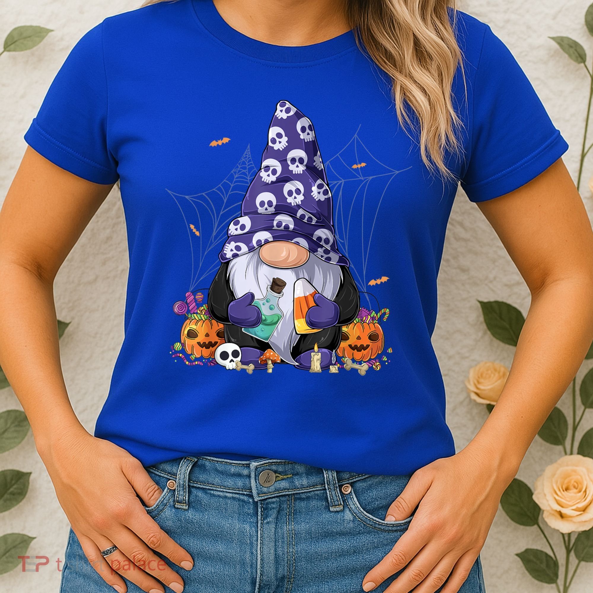 Cute Gnomes Happy Halloween Fall Candy Corn Pumpkin Women's T-Shirt