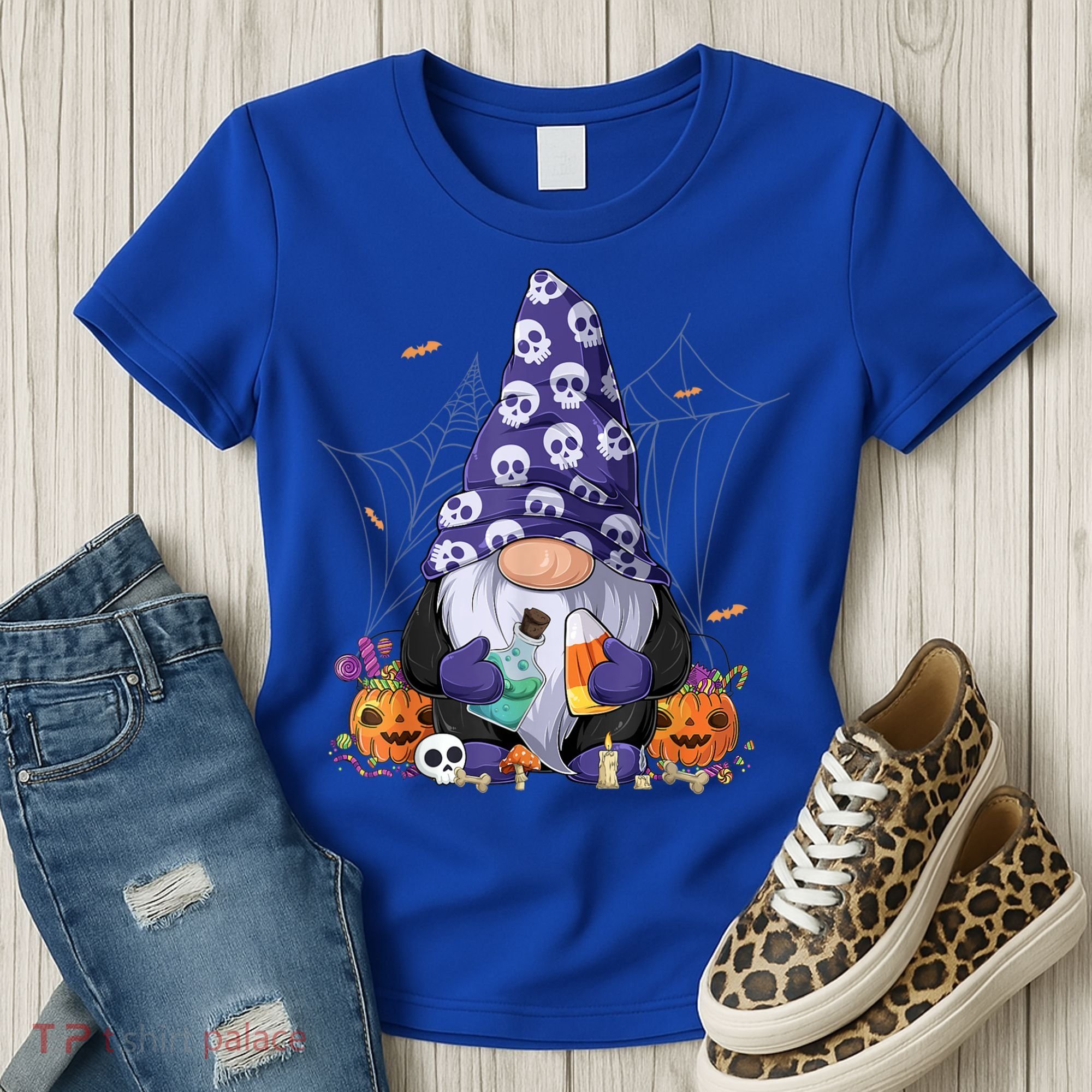 Cute Gnomes Happy Halloween Fall Candy Corn Pumpkin Women's T-Shirt