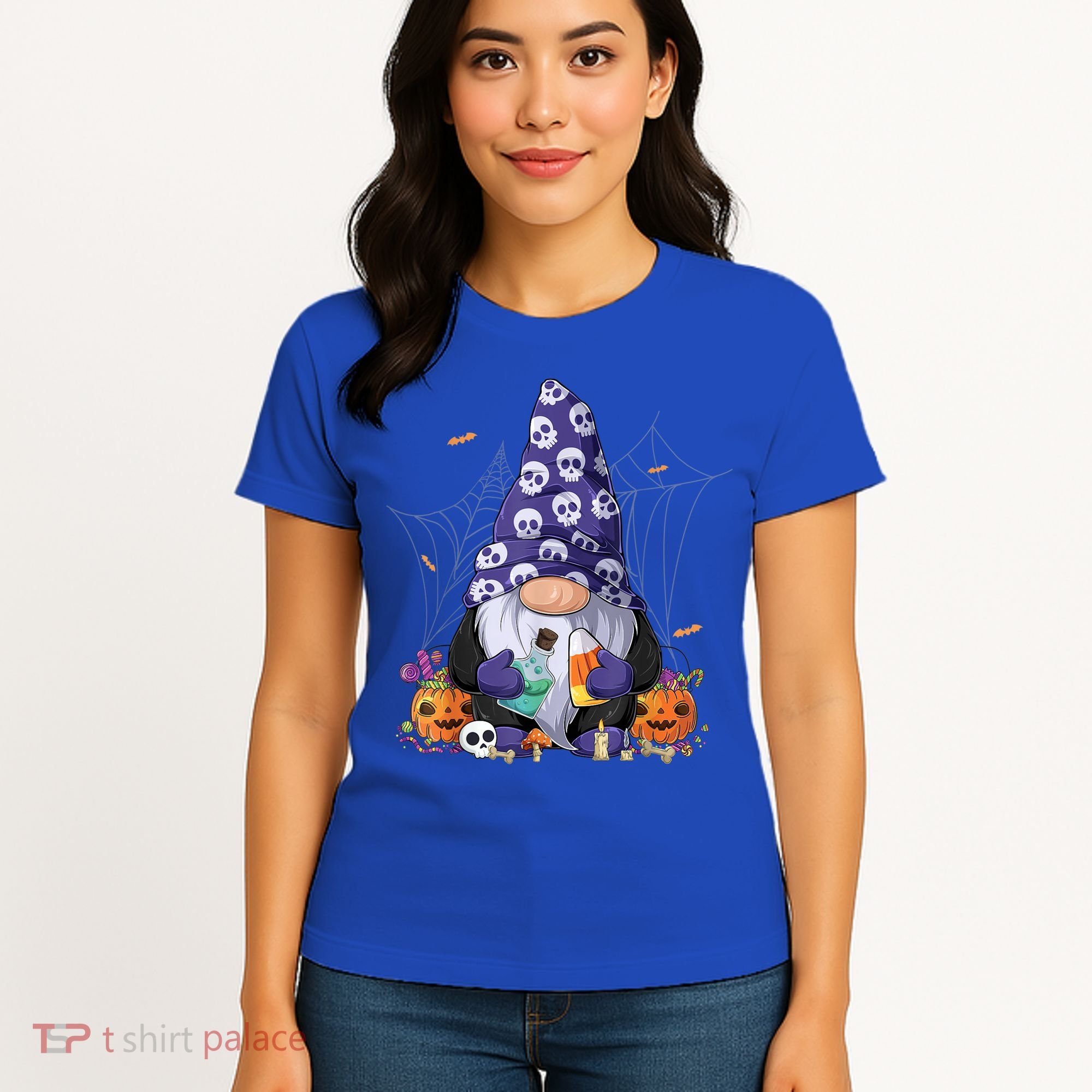 Cute Gnomes Happy Halloween Fall Candy Corn Pumpkin Women's T-Shirt