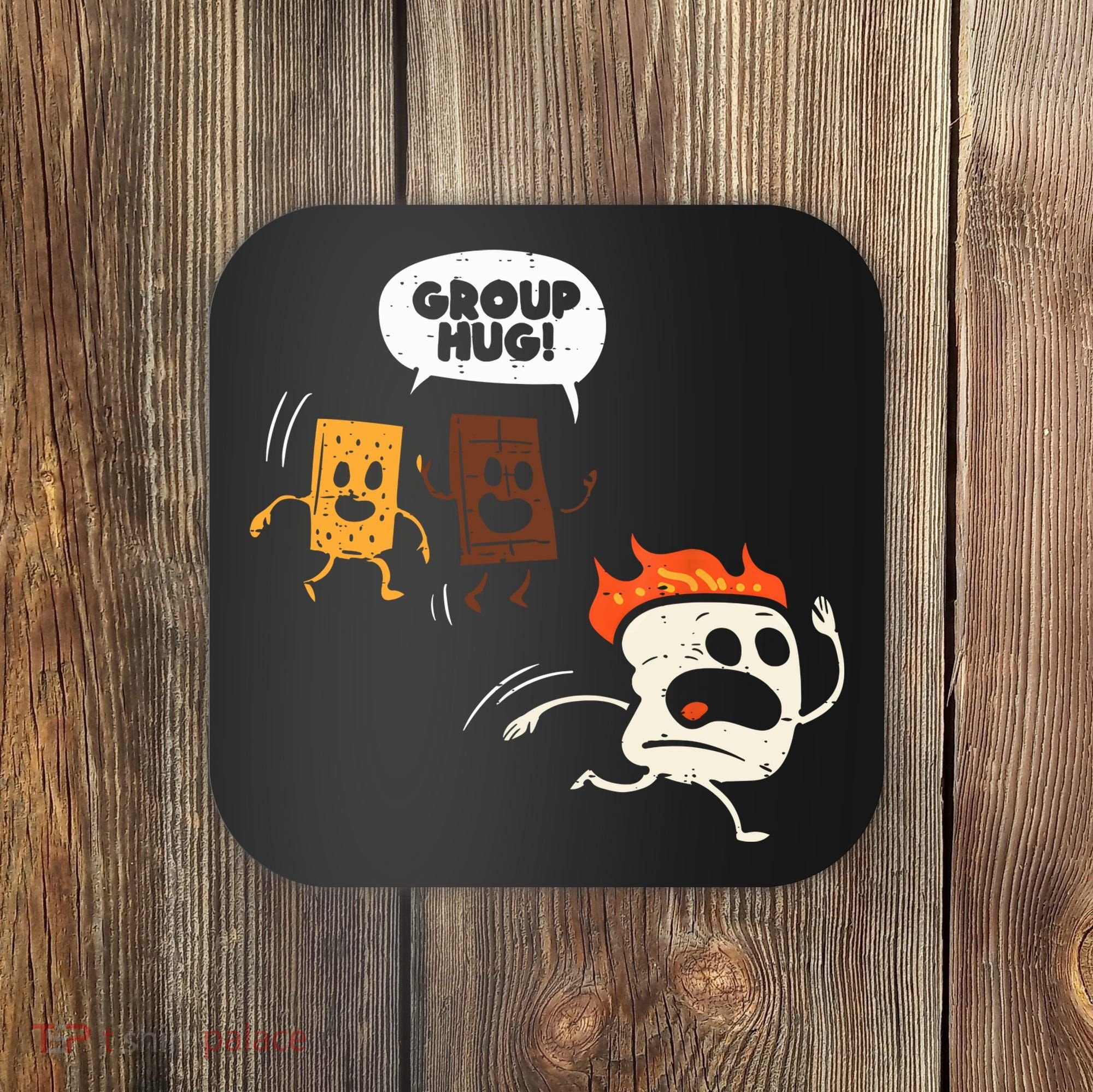 Camping Group Hug Smores Funny Marshmallow Men Women Kids Coaster