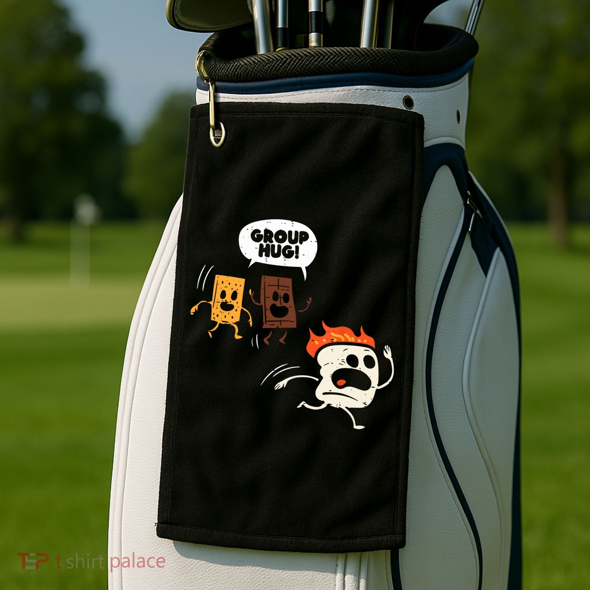 Camping Group Hug Smores Funny Marshmallow Men Women Kids Golf Towel