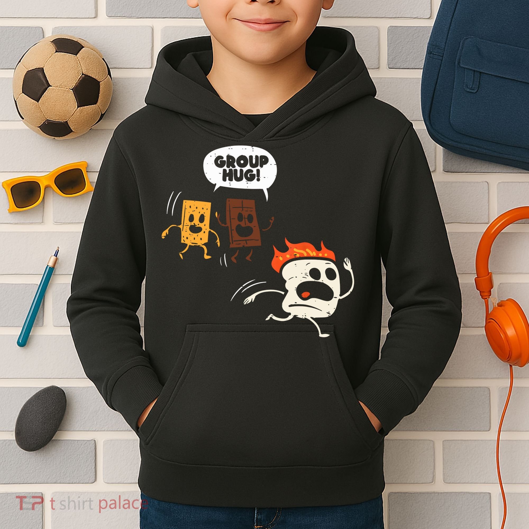 Camping Group Hug Smores Funny Marshmallow Men Women Kids Kids Hoodie