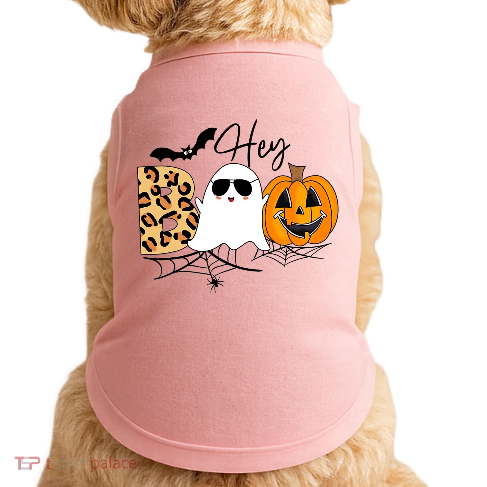 Cute Ghost Halloween Pumpkin Face Hey Boo Trendy Halloween Doggie Tank