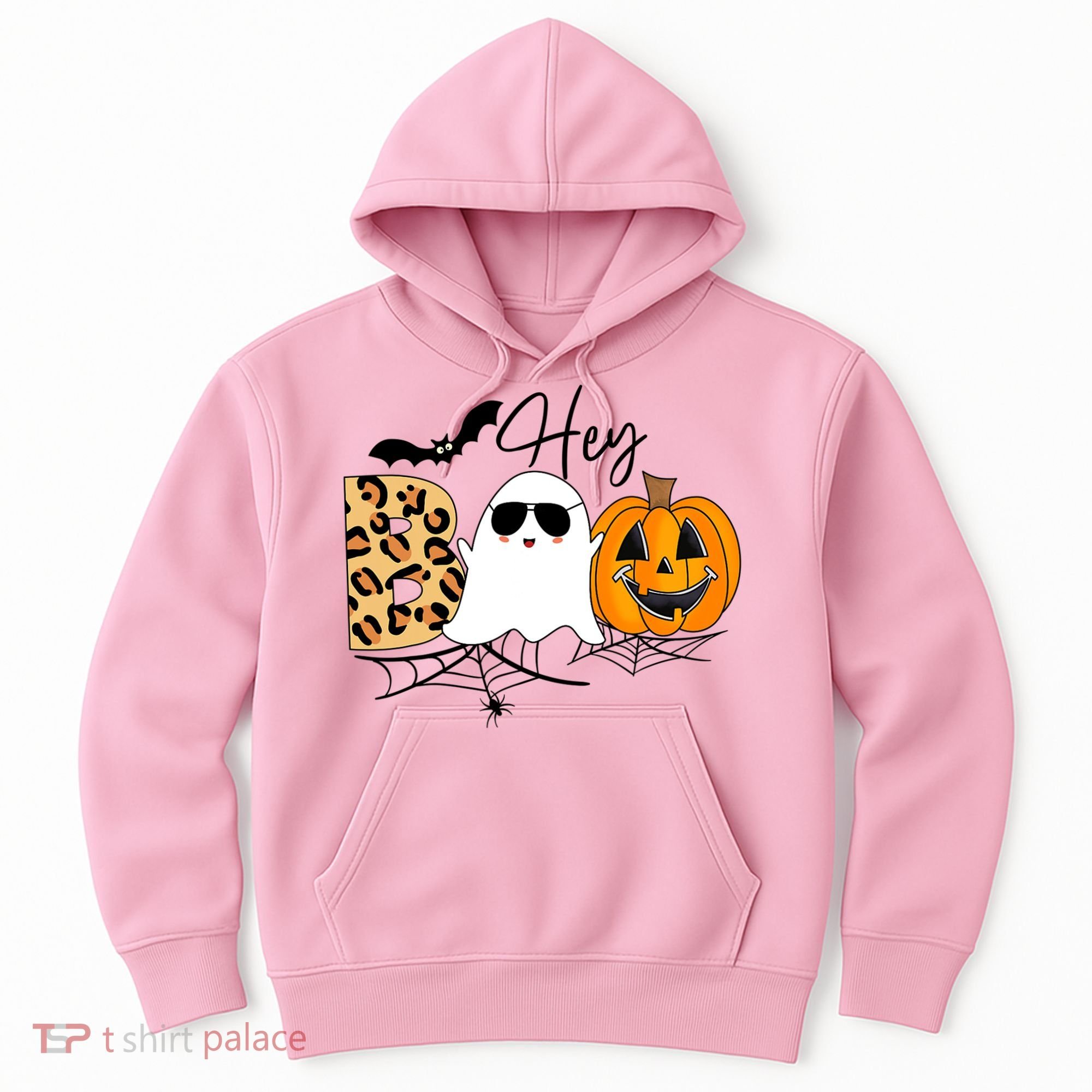 Cute Ghost Halloween Pumpkin Face Hey Boo Trendy Halloween Hoodie