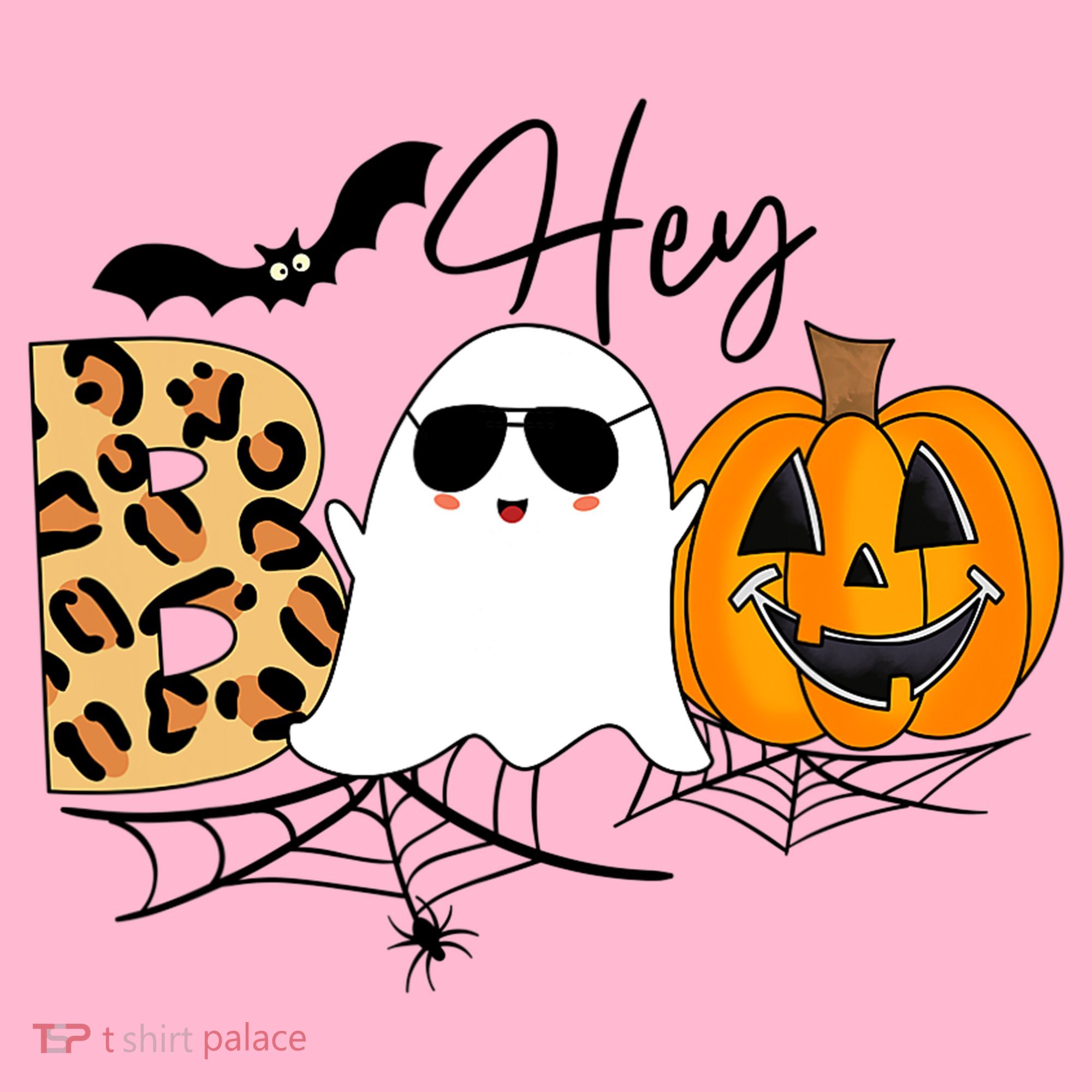 Cute Ghost Halloween Pumpkin Face Hey Boo Trendy Halloween T-Shirt