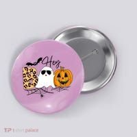 Cute Ghost Halloween Pumpkin Face Hey Boo Trendy Halloween Button thumb 0