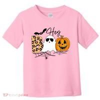 Cute Ghost Halloween Pumpkin Face Hey Boo Trendy Halloween Toddler T-Shirt thumb 0