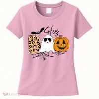 Cute Ghost Halloween Pumpkin Face Hey Boo Trendy Halloween Women's T-Shirt thumb 0