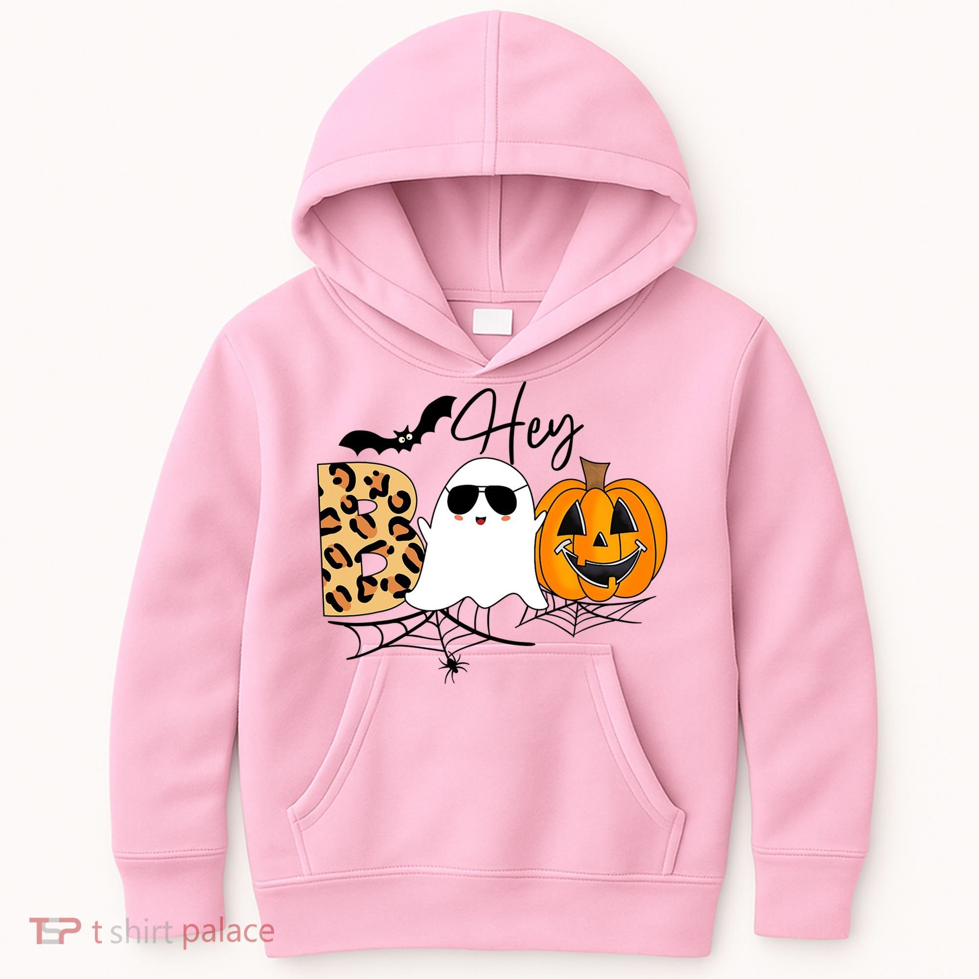 Cute Ghost Halloween Pumpkin Face Hey Boo Trendy Halloween Kids Hoodie