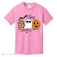Cute Ghost Halloween Pumpkin Face Hey Boo Trendy Halloween Kids T-Shirt thumb 0