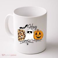 Cute Ghost Halloween Pumpkin Face Hey Boo Trendy Halloween Coffee Mug thumb 0