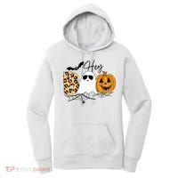 Cute Ghost Halloween Pumpkin Face Hey Boo Trendy Halloween Women's Hoodie thumb 0
