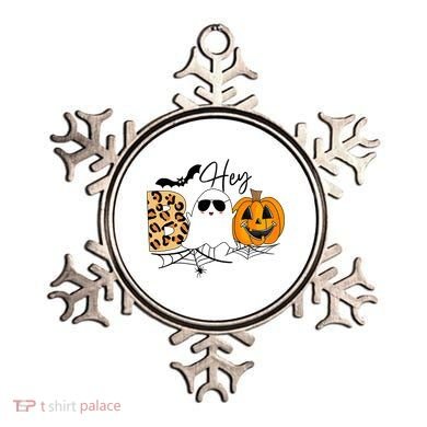 Cute Ghost Halloween Pumpkin Face Hey Boo Trendy Halloween Ornament