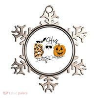 Cute Ghost Halloween Pumpkin Face Hey Boo Trendy Halloween Ornament thumb 0